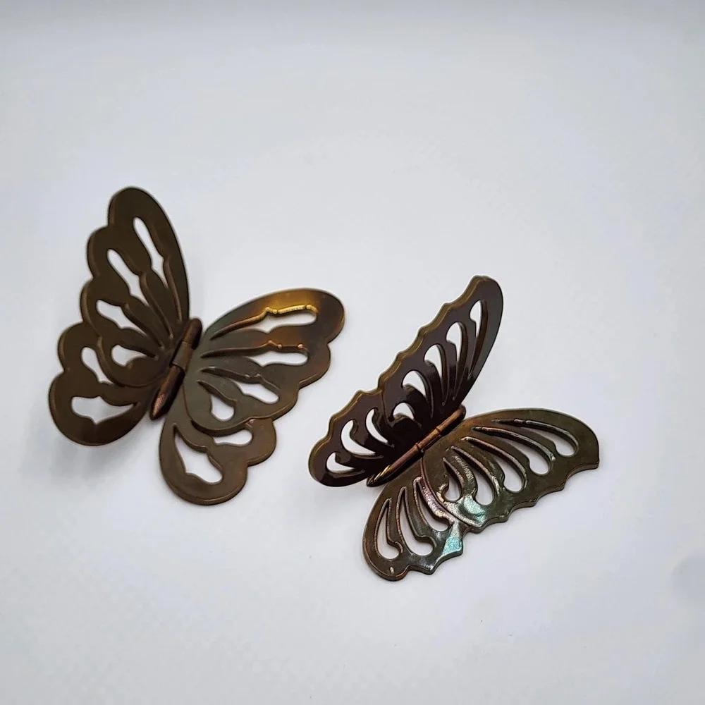 Vintage Gold Butterfly Wall Plaques Set of 2 Bendable Plastic Retro Decor 1980s